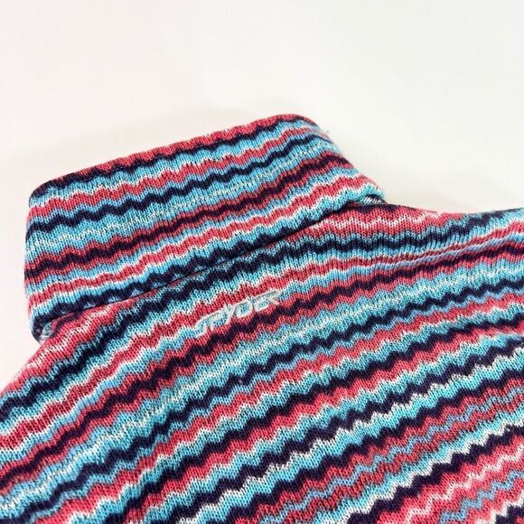 Spyder Pullover Sweater Womens 10 Blue Multi Zig Zag Stripe Quarter Zip Fleece - Picture 9 of 12